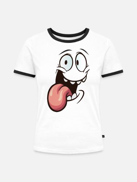 Smile comic lustig - Frauen Kontrast-T-Shirt - Weiß/Schwarz