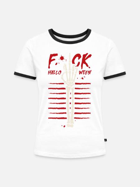 Fuck Halloween - Frauen Kontrast-T-Shirt - Weiß/Schwarz