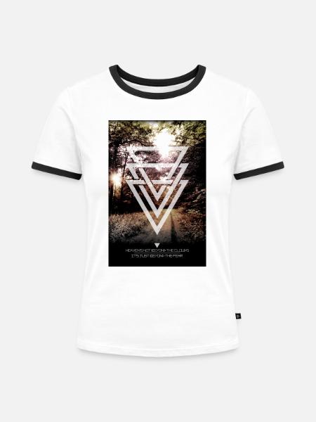 mystic forest triangles - Frauen Kontrast-T-Shirt - Weiß/Schwarz