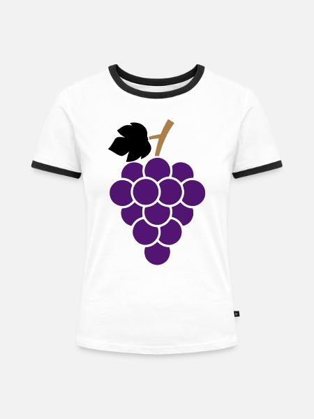 Trauben - Frauen Kontrast-T-Shirt - Weiß/Schwarz