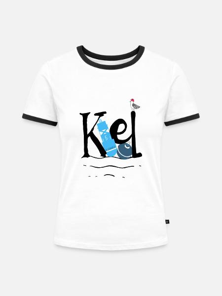 kiel am Hafen - Frauen Kontrast-T-Shirt - Weiß/Schwarz