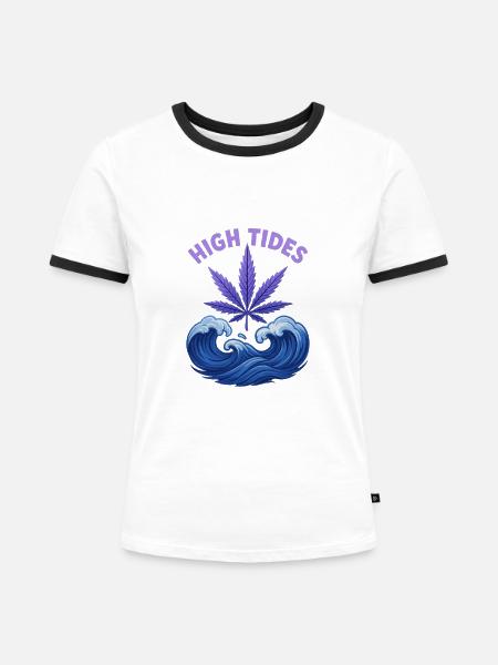 High Tides - Frauen Kontrast-T-Shirt - Weiß/Schwarz
