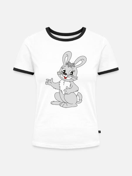 Süsses Häschen - Frauen Kontrast-T-Shirt - Weiß/Schwarz