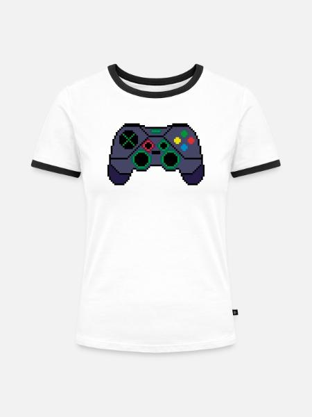 G35 Gamepad - Frauen Kontrast-T-Shirt - Weiß/Schwarz