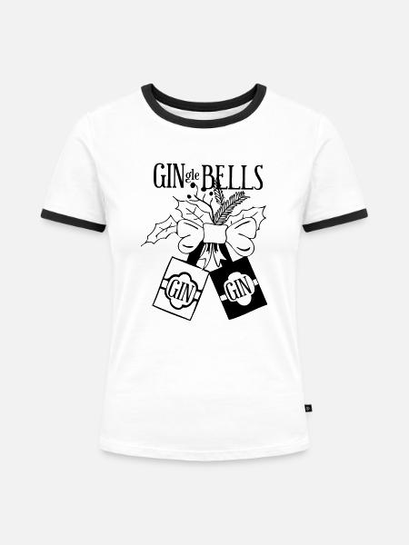 GinGle Bells Cube - Frauen Kontrast-T-Shirt - Weiß/Schwarz