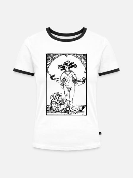 Allegorie der Eitelkeit - Frauen Kontrast-T-Shirt - Weiß/Schwarz