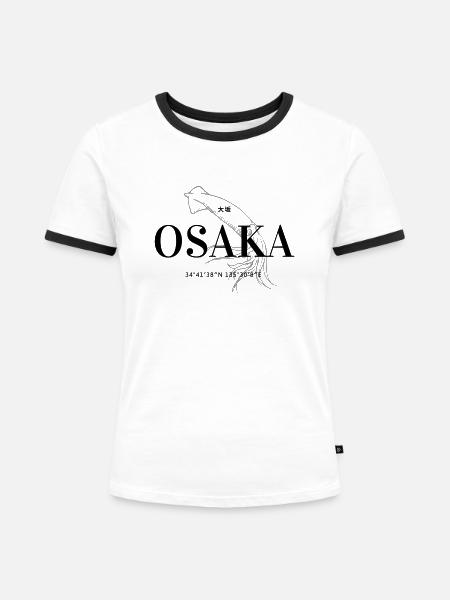 Osaka - Frauen Kontrast-T-Shirt - Weiß/Schwarz