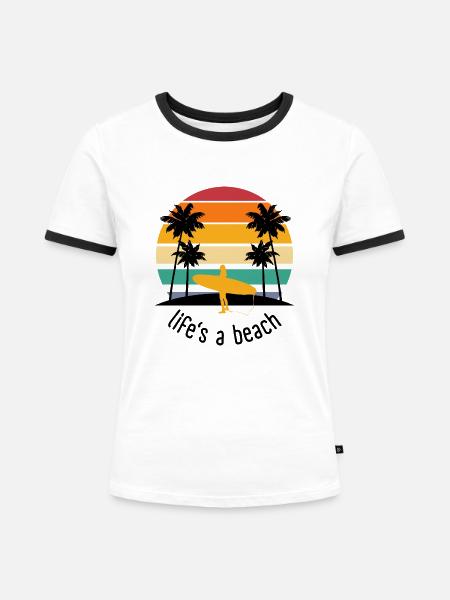 Life's a beach - Frauen Kontrast-T-Shirt - Weiß/Schwarz