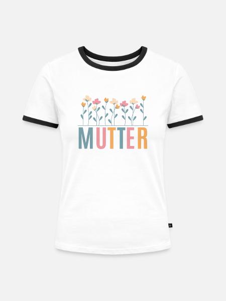 Mutter Blume - Frauen Kontrast-T-Shirt - Weiß/Schwarz