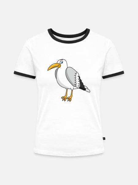 Möwe - Frauen Kontrast-T-Shirt - Weiß/Schwarz