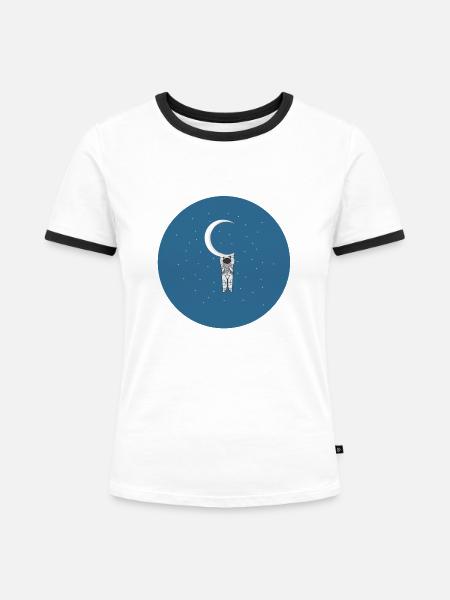 Astronaut - Frauen Kontrast-T-Shirt - Weiß/Schwarz