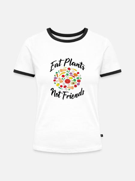 Vegan - Frauen Kontrast-T-Shirt - Weiß/Schwarz