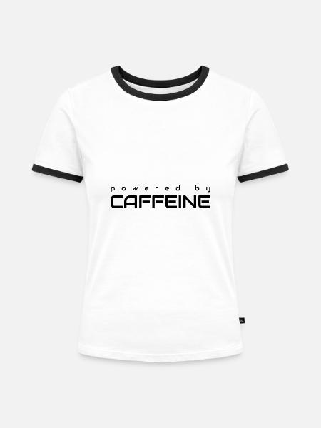 Angetrieben von Koffein - Frauen Kontrast-T-Shirt - Weiß/Schwarz