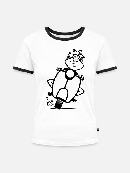 motorroller rasen witzig frech - Frauen Kontrast-T-Shirt - Weiß/Schwarz