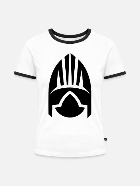 Wikingerhelm Krieger - Frauen Kontrast-T-Shirt - Weiß/Schwarz