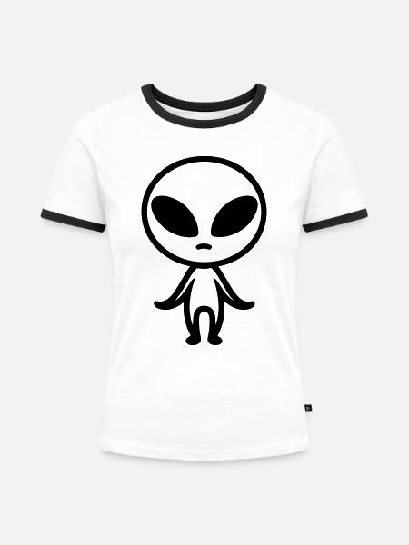 Außerirdischer - Frauen Kontrast-T-Shirt - Weiß/Schwarz