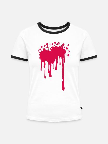 Blutfleck5 - Frauen Kontrast-T-Shirt - Weiß/Schwarz