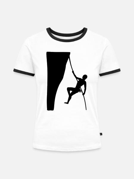 klettern, kletterin - Frauen Kontrast-T-Shirt - Weiß/Schwarz