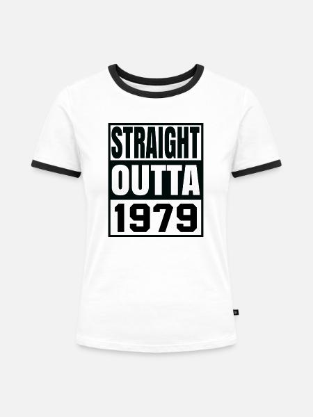 Straight Outta 1979 - Frauen Kontrast-T-Shirt - Weiß/Schwarz
