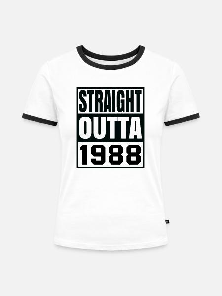 Straight Outta 1988 - Frauen Kontrast-T-Shirt - Weiß/Schwarz