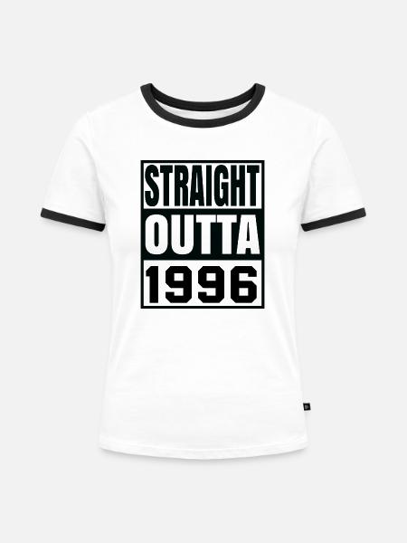Straight Outta 1996 - Frauen Kontrast-T-Shirt - Weiß/Schwarz
