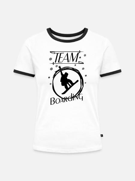 team boarding - Frauen Kontrast-T-Shirt - Weiß/Schwarz