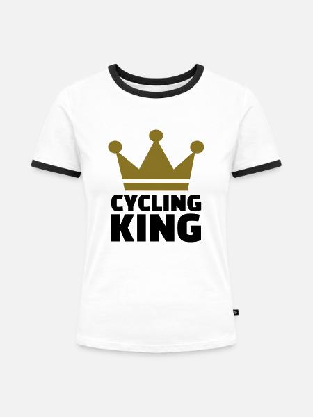 Cycling King - Frauen Kontrast-T-Shirt - Weiß/Schwarz