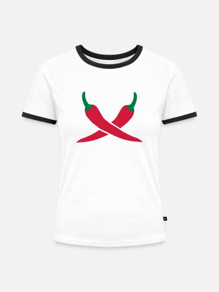 Chili - Frauen Kontrast-T-Shirt - Weiß/Schwarz