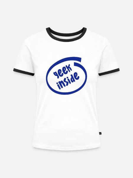 geek inside - Frauen Kontrast-T-Shirt - Weiß/Schwarz