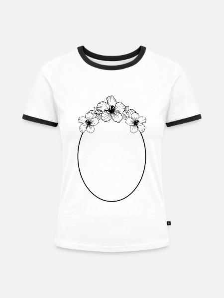Hibiscus Boho Flower 3 - Frauen Kontrast-T-Shirt - Weiß/Schwarz