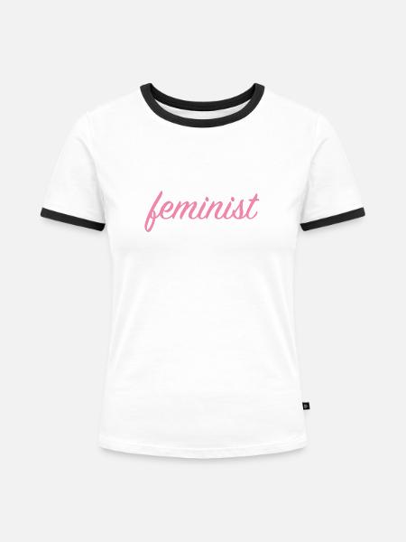 Feminist - Frauen Kontrast-T-Shirt - Weiß/Schwarz