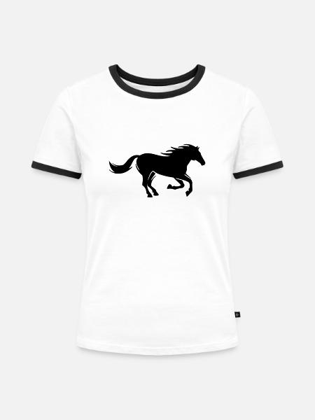 pferde - Frauen Kontrast-T-Shirt - Weiß/Schwarz