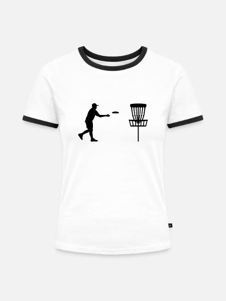 Disc golf - Frauen Kontrast-T-Shirt - Weiß/Schwarz