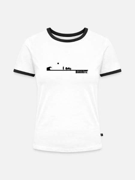 Biarritz Wave Surf Van Leben - Frauen Kontrast-T-Shirt - Weiß/Schwarz