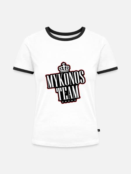 Mykonos Team - Frauen Kontrast-T-Shirt - Weiß/Schwarz