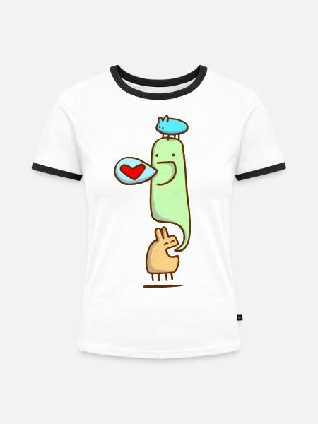 Freunde - Frauen Kontrast-T-Shirt - Weiß/Schwarz