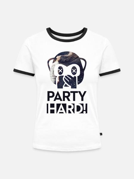 Party Hard! - Frauen Kontrast-T-Shirt - Weiß/Schwarz