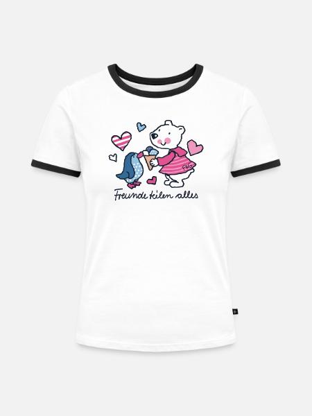 Freunde teilen alles - Frauen Kontrast-T-Shirt - Weiß/Schwarz