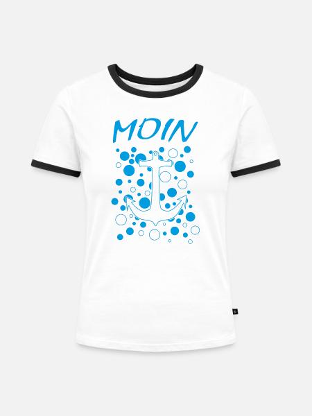 Moin - Frauen Kontrast-T-Shirt - Weiß/Schwarz