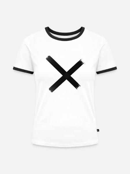 X - Frauen Kontrast-T-Shirt - Weiß/Schwarz