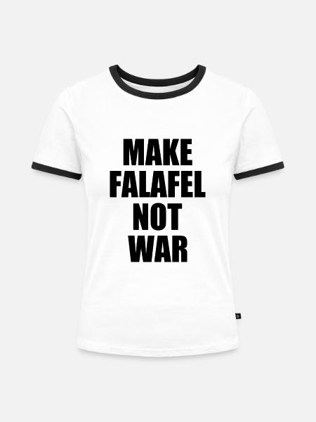 Make falafel not war - Frauen Kontrast-T-Shirt - Weiß/Schwarz