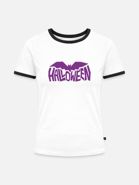Halloween-Peitsche - Frauen Kontrast-T-Shirt - Weiß/Schwarz