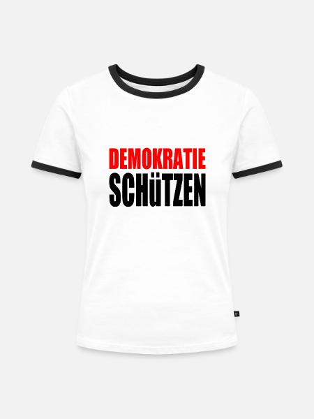 demokratie schützen - Frauen Kontrast-T-Shirt - Weiß/Schwarz