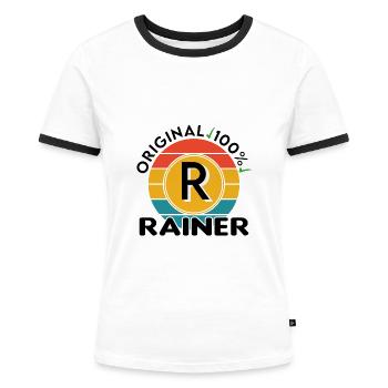 Rainer - Frauen Kontrast-T-Shirt - Weiß/Schwarz - Vorne - Selfina (174cm)