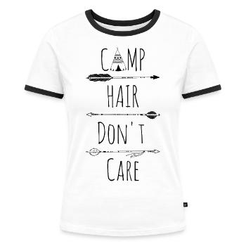 Camp Hair Don't Care - Frauen Kontrast-T-Shirt - Weiß/Schwarz - Vorne - Selfina (174cm)