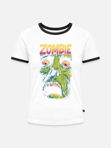 Zombie - Frauen Kontrast-T-Shirt - Weiß/Schwarz