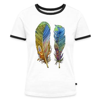 Feder - Frauen Kontrast-T-Shirt - Weiß/Schwarz - Vorne - Selfina (174cm)