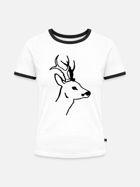 Rehbock - Frauen Kontrast-T-Shirt - Weiß/Schwarz