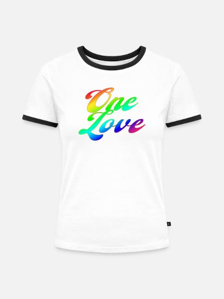 Trash Asset - One Love [rainbow] - Frauen Kontrast-T-Shirt - Weiß/Schwarz