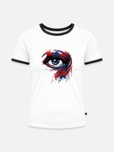 T-Shirt Frankreich - Frauen Kontrast-T-Shirt - Weiß/Schwarz